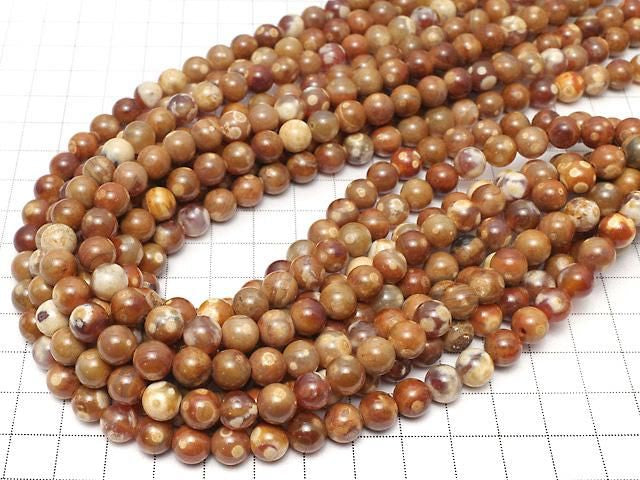 [Video] Alashan Agate Round 8mm 1strand beads (approx. 15inch/36cm)