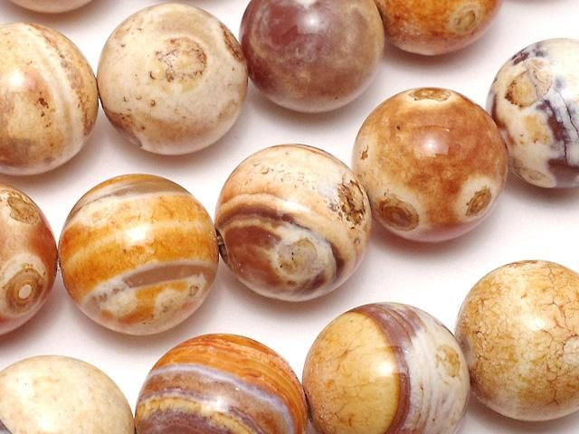 [Video] Alashan Agate Round 14mm half or 1strand beads (approx. 15 inches/36 cm)