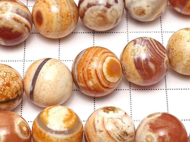 [Video] Alashan Agate Round 14mm half or 1strand beads (approx. 15 inches/36 cm)