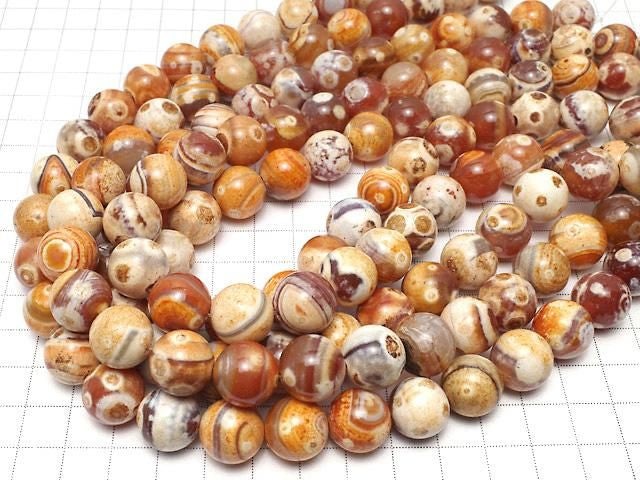 [Video] Alashan Agate Round 14mm half or 1strand beads (approx. 15 inches/36 cm)