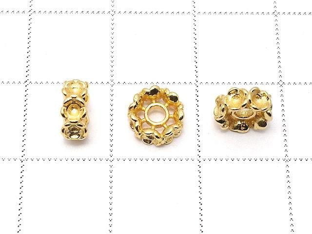 Silver925 Flower Rondelle 7x7x3mm 18KGP 1pc