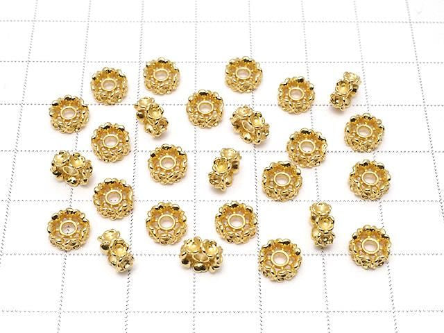 Silver925 Flower Rondelle 7x7x3mm 18KGP 1pc