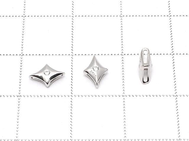 Silver 925 Sparkle Star Motif 7x5x2.5mm (with CZ) Rhodium Plated 2pcs
