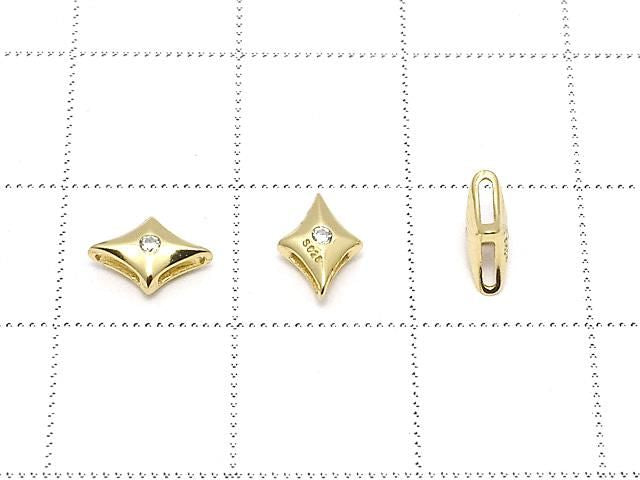 Silver 925 Sparkle Star Motif 7x5x2.5mm (with CZ) 18KGP 2pcs