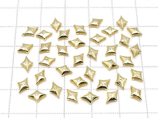 Silver 925 Sparkle Star Motif 7x5x2.5mm (with CZ) 18KGP 2pcs