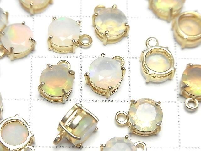 [Video] High Quality Ethiopian Opal AAA Bezel Setting Round Faceted 7x7mm 18KGP 2pcs