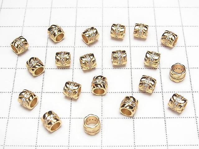 Silver925 Rondelle 5.5x5.5x5mm(with CZ) 18KGP 1pc