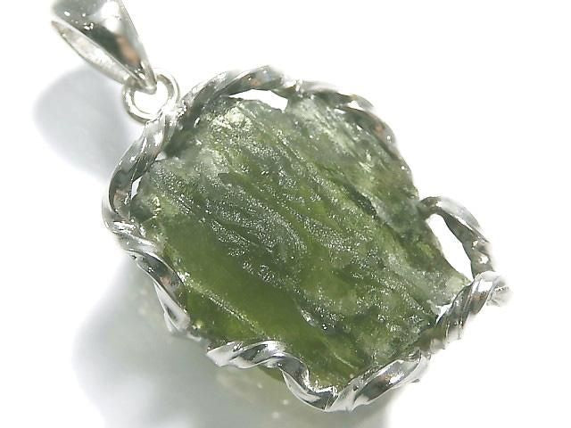 [Video][One of a kind] Moldavite Rough Rock Nugget Pendant Silver925 NO.224