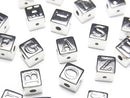 Metal parts Alphabet (Initial) Beads Cube Shape 6x6x6mm Silver Color 2pcs