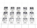Metal parts Alphabet (Initial) Beads Cube Shape 6x6x6mm Silver Color 2pcs