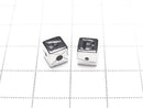 Metal parts Alphabet (Initial) Beads Cube Shape 6x6x6mm Silver Color 2pcs