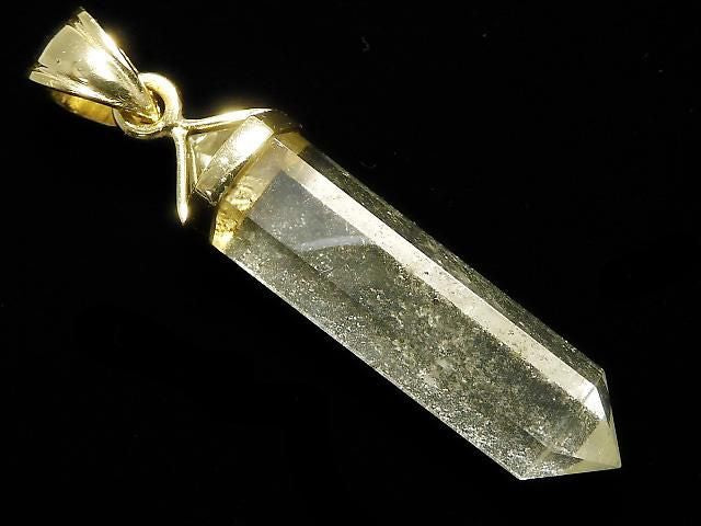 [Video][One of a kind] Libyan Desert Glass Double Point Pendant 18KGP NO.24
