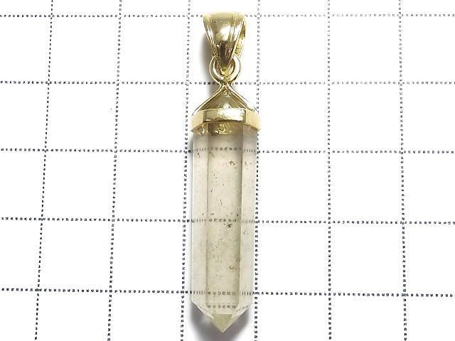 [Video][One of a kind] Libyan Desert Glass Double Point Pendant 18KGP NO.24