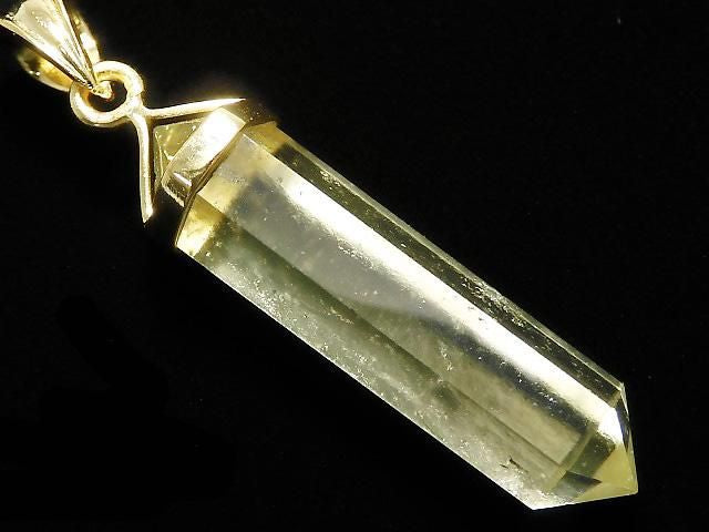 [Video][One of a kind] Libyan Desert Glass Double Point Pendant 18KGP NO.26