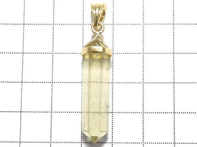 [Video][One of a kind] Libyan Desert Glass Double Point Pendant 18KGP NO.26