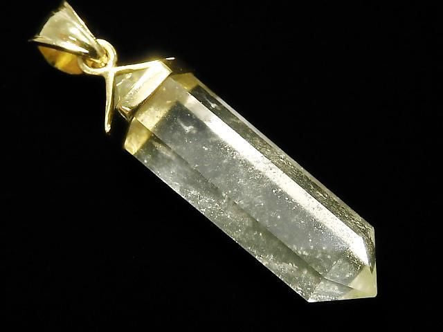 [Video][One of a kind] Libyan Desert Glass Double Point Pendant 18KGP NO.27