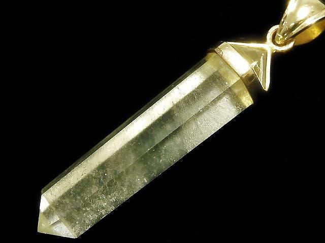[Video][One of a kind] Libyan Desert Glass Double Point Pendant 18KGP NO.30