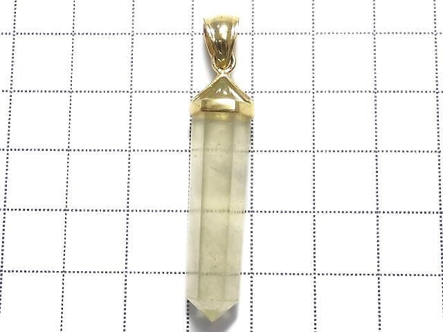 [Video][One of a kind] Libyan Desert Glass Double Point Pendant 18KGP NO.30