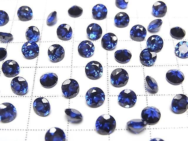 [Video] Synthetic Blue Sapphire AAA Loose Stone Round Faceted 5x5mm 1pc