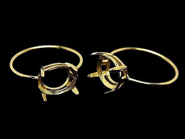 [Video] Silver925 Ring Frame (Prong Setting) Horizontal Oval Faceted 10x8mm 18KGP 1pc