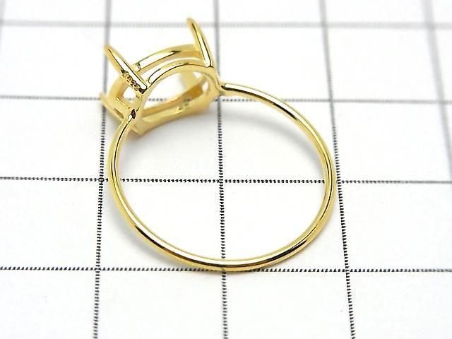 [Video] Silver925 Ring Frame (Prong Setting) Horizontal Oval Faceted 10x8mm 18KGP 1pc
