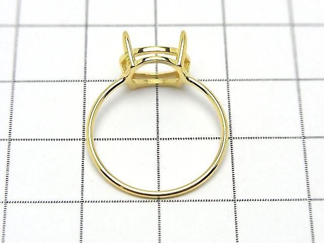 [Video] Silver925 Ring Frame (Prong Setting) Horizontal Oval Faceted 10x8mm 18KGP 1pc