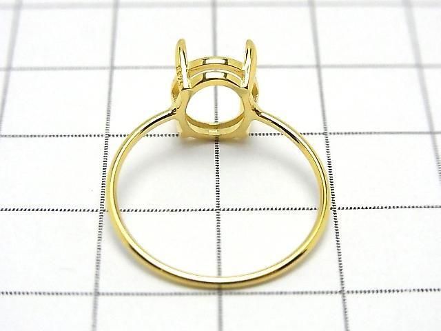 [Video] Silver925 Ring Frame (Prong Setting) Oval Faceted 10x8mm 18KGP 1pc