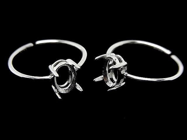 [Video] Silver925 Ring Frame (Prong Setting) Oval Faceted 7x5mm No Coating Free Size 1pc