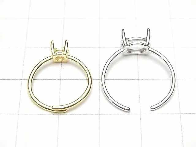 [Video] Silver925 Ring Frame (Prong Setting) Oval Faceted 7x5mm No Coating Free Size 1pc