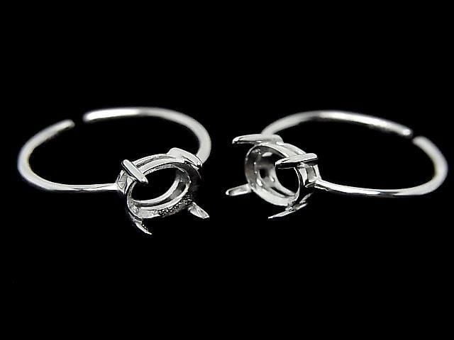 [Video] Silver925 Ring Frame (Prong Setting) Horizontal Oval Faceted 7x5mm No Coating Free Size 1pc