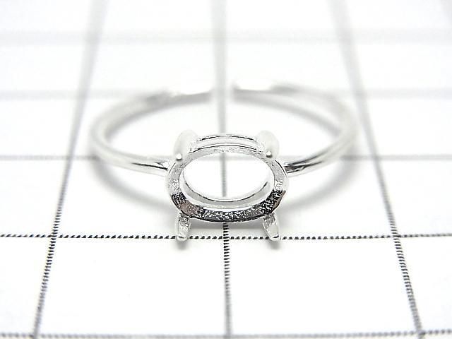 [Video] Silver925 Ring Frame (Prong Setting) Horizontal Oval Faceted 7x5mm No Coating Free Size 1pc