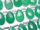 [Video] High Quality Green Onyx AAA Pear Shape Faceted Briolette 12x8mm Half or 1strand beads (12pcs)
