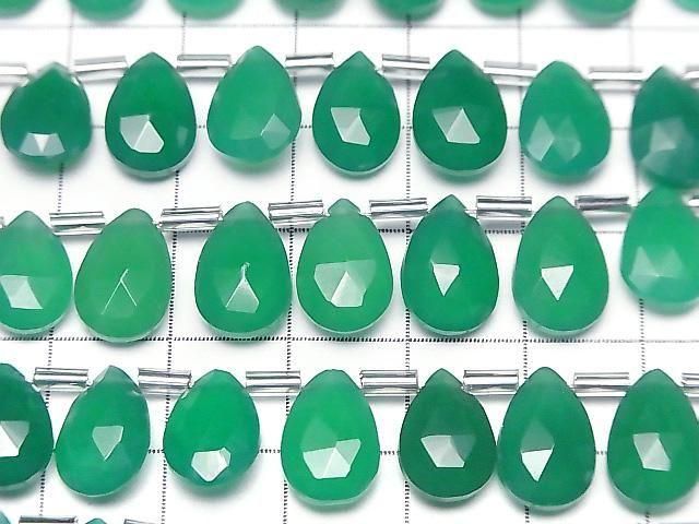 [Video] High Quality Green Onyx AAA Pear Shape Faceted Briolette 12x8mm Half or 1strand beads (12pcs)