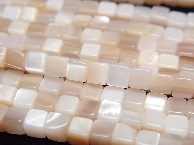 [Video] High Quality pink shell AAA cube 4x4x4mm half or 1strand beads (approx. 15inch/38cm)