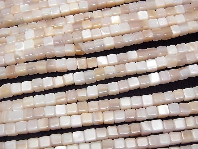 [Video] High Quality pink shell AAA cube 4x4x4mm half or 1strand beads (approx. 15inch/38cm)