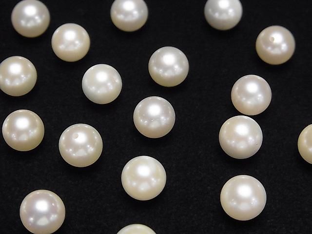[Video] Japanese Akoya Pearls AAA  Round 7.5mm White [Half Drilled Hole] 1 pair