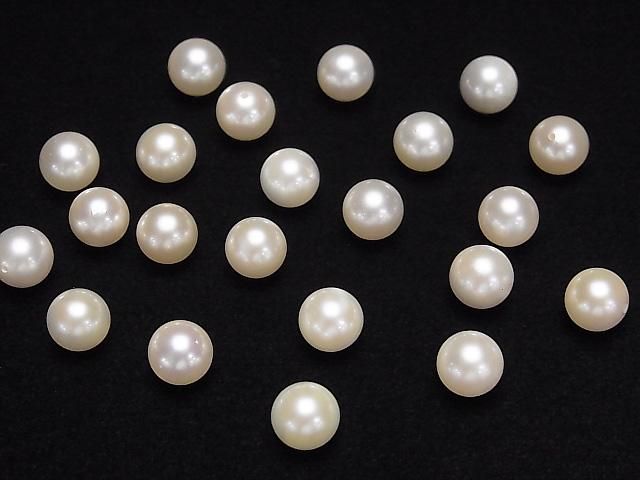 [Video] Japanese Akoya Pearls AAA  Round 7.5mm White [Half Drilled Hole] 1 pair