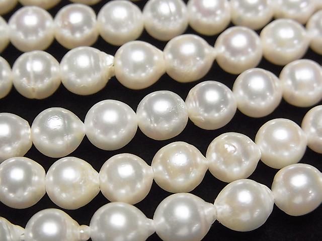 [Video] Japanese Akoya Pearls AA++ Semi Round 6-6.5mm White Half or 1strand beads (approx. 15inch/38cm)