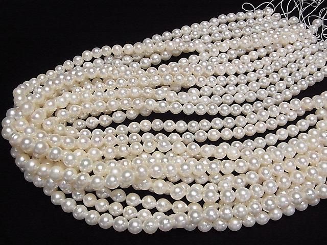 [Video] Japanese Akoya Pearls AA++ Semi Round 6-6.5mm White Half or 1strand beads (approx. 15inch/38cm)