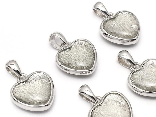 [Video] Meteorite (Muonionalusta) Heart Pendant 12x12mm Both Side Finish Silver925 1pc