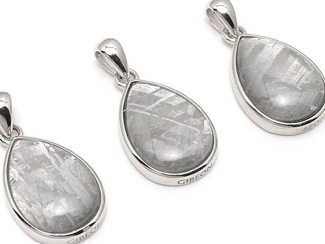[Video] Meteorite (Gibeon) Pear-shaped Pendant 16x11mm Silver925 1pc