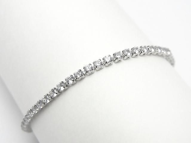 Metal Parts Tennis Bracelet (CZ) [Clear] Silver color 1pc