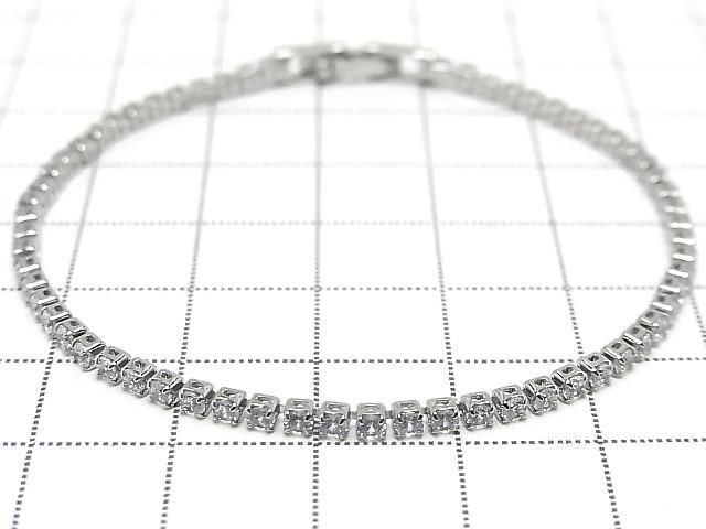 Metal Parts Tennis Bracelet (CZ) [Clear] Silver color 1pc