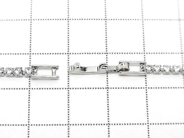 Metal Parts Tennis Bracelet (CZ) [Clear] Silver color 1pc