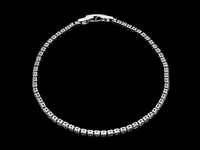 Metal Parts Tennis Bracelet (CZ) [Clear] Silver color 1pc