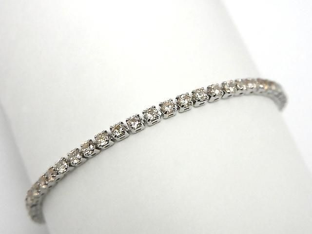 Metal Parts Tennis Bracelet (CZ) [Champagne] Silver color 1pc