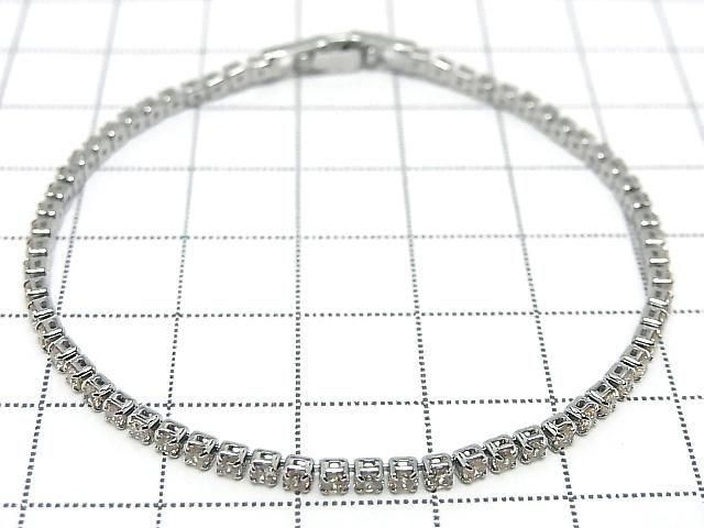 Metal Parts Tennis Bracelet (CZ) [Champagne] Silver color 1pc