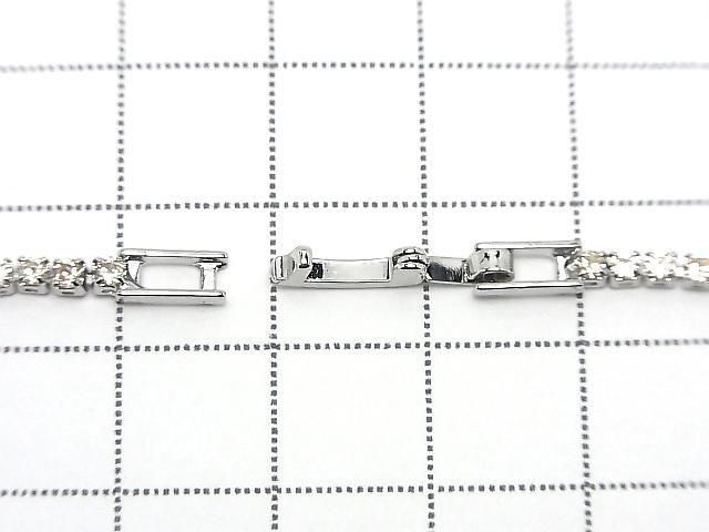 Metal Parts Tennis Bracelet (CZ) [Champagne] Silver color 1pc