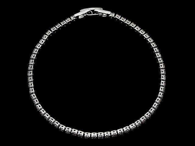 Metal Parts Tennis Bracelet (CZ) [Champagne] Silver color 1pc