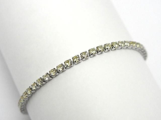 Metal Parts Tennis Bracelet (CZ) [Yellow] Silver color 1pc